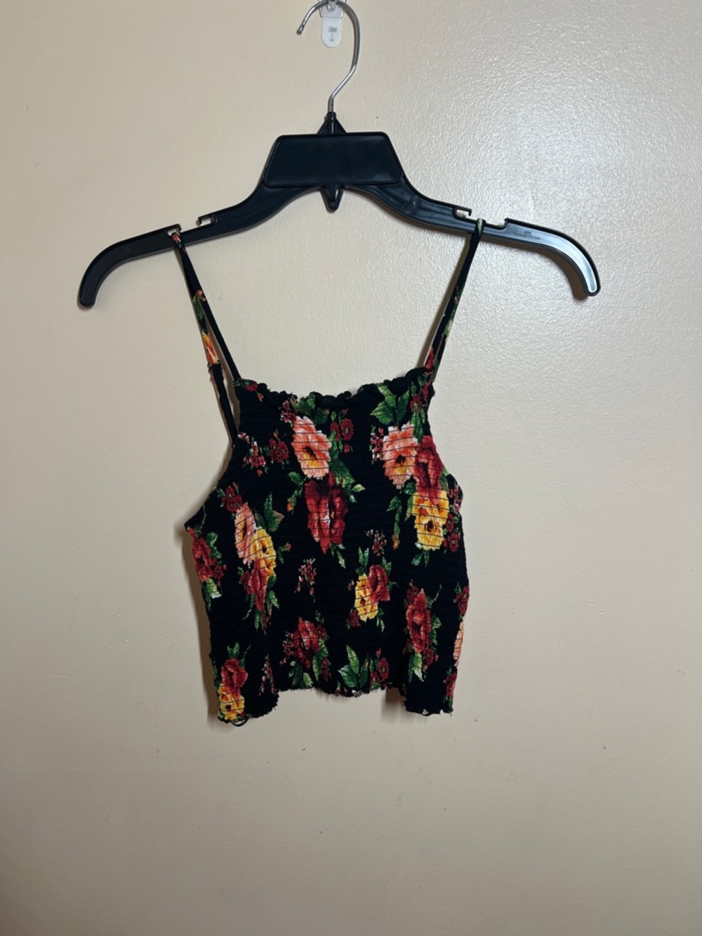 Ambiance Black Floral Smocked halter top